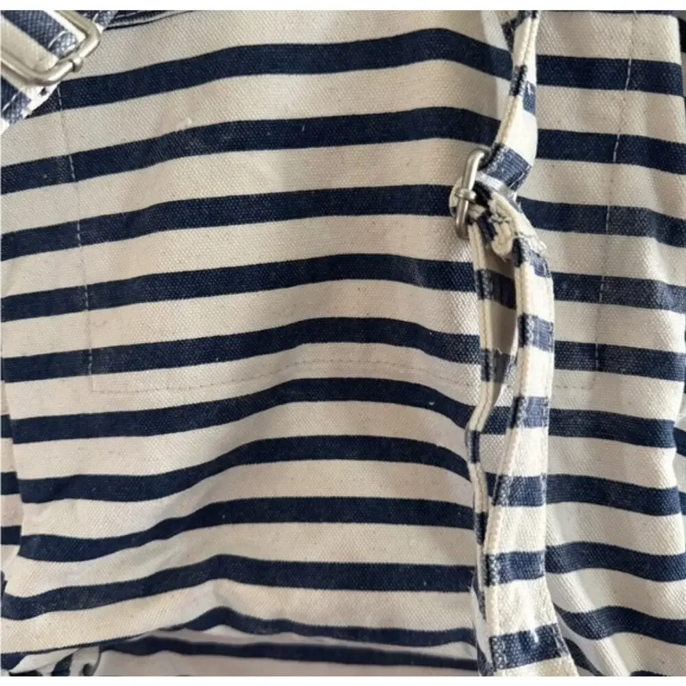 Baggu Blue White Cotton Canvas Sailor Stripe Backpack Sacre Coeur Nautical Boho